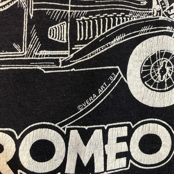VTG 80s black single stitch tee w/ Alfa Romeo graphic sz M - Picture 6 of 8